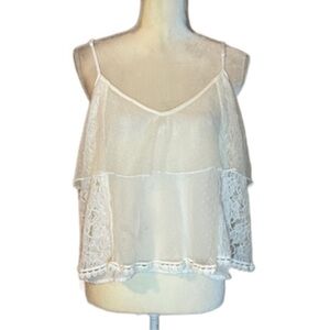 ⭐️American Eagle White Lace Trim Women's Top
